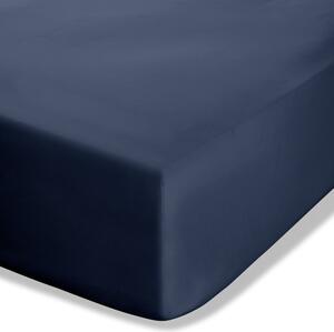 Ciemnoniebieskie prześcieradło z perkalu z gumką 150x200 cm Easy Iron Percale – Catherine Lansfield