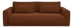 Aksamitna rozkładana/ze schowkiem sofa w kolorze terakoty 238 cm Kapua – Makamii