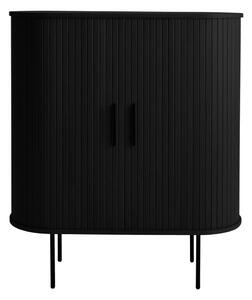 Czarna szafka na wino w dekorze dębu z drzwiami przesuwnymi 100x118x40 cm Nola – Unique Furniture