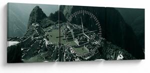 Obraz - Lamy w Machu Picchu w Peru (z zegarem) (90x30 cm)