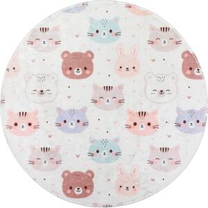 Dywan dziecięcy odpowiedni do prania w kolorze kości słoniowej ø120 cm Cute Animals – Vitaus