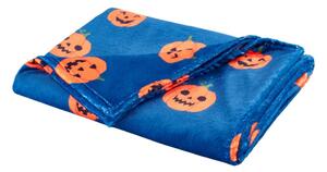 Niebiesko-pomarańczowy koc z motywem Halloween z mikropluszu 130x170 cm Halloween Pumpkins – Catherine Lansfield