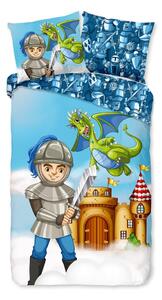 Niebieska bawełniana pościel dziecięca jednoosobowa 140x220 cm Knight – Good Morning