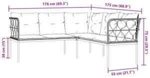 Zestaw Mebli Ogrodowych Komplet Wypoczynkowy Z Poduszkami Czarny Metal Na Taras Balkon Ogród
