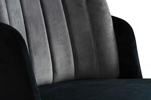 Czarne krzesło welurowe z pikowanym oparciem - Merci