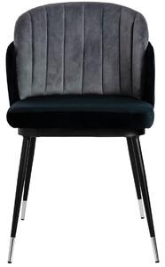 Czarne krzesło welurowe z pikowanym oparciem - Merci