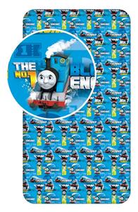 Niebieskie bawełniane prześcieradło dziecięce z gumką 90x200 cm Thomas the Tank Engine – Jerry Fabrics