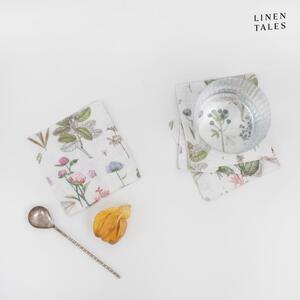 Biało-zielone tekstylne podkładki zestaw 4 szt. White Botany – Linen Tales