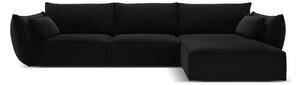 Czarny aksamitny narożnik (prawostronny/z szezlongiem) Vanda – Mazzini Sofas