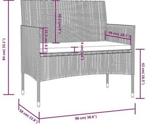 Zestaw Mebli Ogrodowych Komplet Wypoczynkowy Z Poduszkami 8-Częściowy Czarny Rattan Na Taras Balkon Ogród