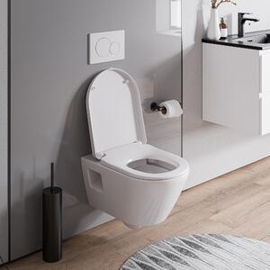 Toaleta wisząca bezkołnierzowa VIVEO - deska wolnoopadająca Soft-Close - biały połysk