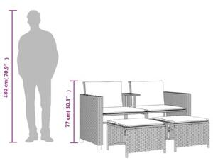 Sofa 2-os. ogrodowa ze stolikiem i stołkami, brąz, polirattan