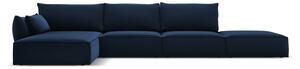 Ciemnoniebieski aksamitny narożnik (lewostronny/z szezlongiem) Vanda – Mazzini Sofas