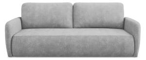 Jasnoszara rozkładana sofa z tkaniny szenilowej ze schowkiem 218 cm Lilo – Makamii