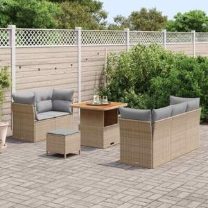Zestaw Mebli Ogrodowych Komplet Jadalniany 8-Częściowy Beżowy Rattan Na Taras Balkon Ogród