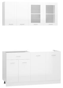 4-cz. zestaw szafek kuchennych, wysoki połysk, biały, płyta