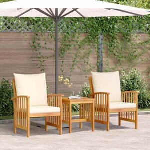 Zestaw Mebli Ogrodowych Komplet Jadalniany Z Poduszkami 3-Częściowy Brązowy Drewno Na Taras Balkon Ogród