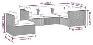 Zestaw Mebli Ogrodowych Komplet Wypoczynkowy Z Poduszkami 5-Częściowy Brązowy Rattan Na Taras Balkon Ogród