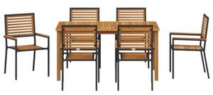 Zestaw Mebli Ogrodowych Komplet Jadalniany Składany 7-Częściowy Drewno Na Taras Balkon Ogród