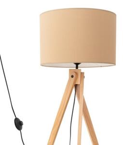 Lampa stojąca podłogowa z abażurem taupe trójnóg drewniany 1xE27 15W SKUMRA Pure Lume