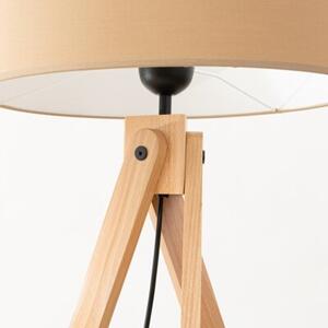 Lampa stojąca podłogowa z abażurem taupe trójnóg drewniany 1xE27 15W SKUMRA Pure Lume