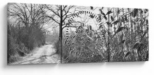 Obraz - Pola w zimie (z zegarem) (90x30 cm)