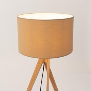 Lampa stojąca podłogowa z abażurem taupe trójnóg drewniany 1xE27 15W SKUMRA Pure Lume