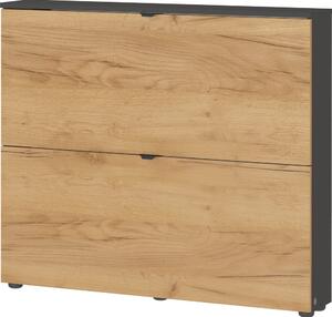 Antracytowo-naturalna uchylna szafka wisząca na buty w dekorze dębu 100x85x19 cm Renell – Germania