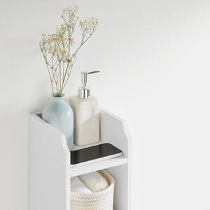 Biała wąska szafka łazienkowa 80 cm