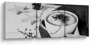 Obraz - Zimowe cappuccino (z zegarem) (90x30 cm)