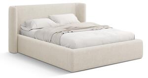 Kremowe tapicerowane łóżko dwuosobowe ze schowkiem ze stelażem 200x200 cm Jason – Windsor & Co Sofas