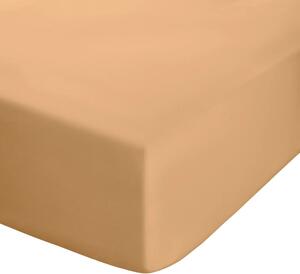 Żółtopomarańczowe prześcieradło z perkalu z gumką 90x190 cm Easy Iron Percale – Catherine Lansfield