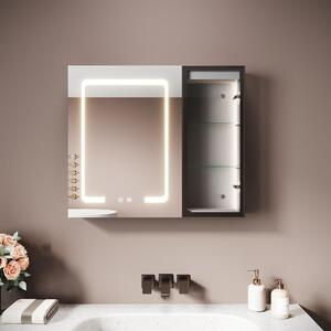 SONNI 70 x 60 x 12,5 cm Dwudrzwiowa drewniana szafka z lustrem Marokaska szaro Funkcja przeciwmgielna Gniazdo adowania golarki
