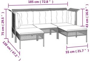 Zestaw Mebli Ogrodowych Komplet Wypoczynkowy Z Poduszkami 6-Częściowy Szary Rattan Na Taras Balkon Ogród