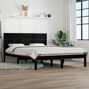 Czarne łóżko drewniane z zagłówkiem 120x200 - Gunar 4X