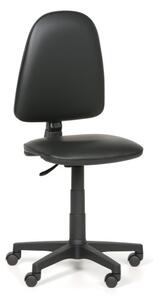 Warsztatowe krzesło robocze na kółkach TORINO bez podłokietników, stały kontakt, do miękkich podłóg, czarne