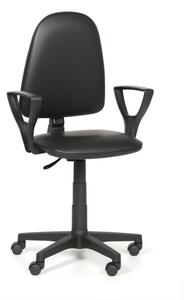 Krzesło robocze na kółkach TORINO z podłokietnikami, permanentny kontakt, do miękkich podłóg, czarne
