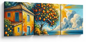 Obraz - Dom z pomarańczami I. (z zegarem) (90x30 cm)