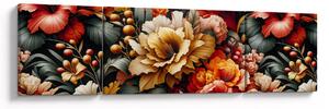 Obraz - Pomarańczowo-czerwone kwiaty (170x50 cm)