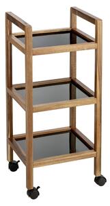 Czarno-naturalny regał łazienkowy z litego drewna akacjowego 35x76,5 cm Fondi – Wenko