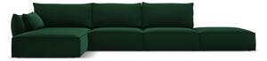 Ciemnozielony aksamitny narożnik (lewostronny/z szezlongiem) Vanda – Mazzini Sofas