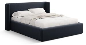 Ciemnoniebieskie tapicerowane łóżko dwuosobowe ze schowkiem ze stelażem 140x200 cm Jason – Windsor & Co Sofas