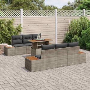 Zestaw Mebli Ogrodowych Komplet Wypoczynkowy 7-Częściowy Szary Rattan Na Taras Balkon Ogród