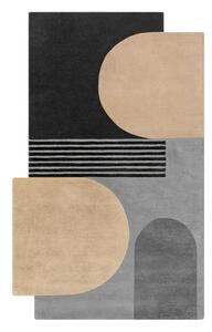 Czarno-szary wełniany dywan tkany ręcznie 150x240 cm Lozenge Monochrome – Flair Rugs