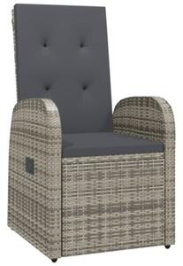 Rozkładane fotele ogrodowe, 2 szt, poduszki, rattan pe, szare
