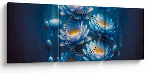 Obraz - Lilie wodne pod powierzchnią (z zegarem) (90x30 cm)