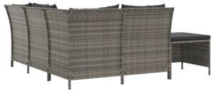 Zestaw Mebli Ogrodowych Komplet Wypoczynkowy Z Poduszkami 4-Częściowy Szary Rattan Na Taras Balkon Ogród