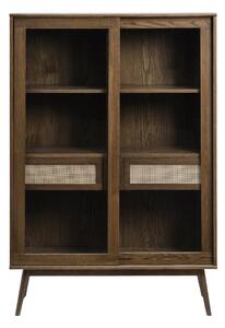 Ciemnobrązowa witryna w dekorze dębu z drzwiami przesuwnymi 110x160 cm Barrali – Unique Furniture