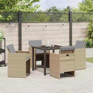 Zestaw Mebli Ogrodowych Komplet Jadalniany 5-Częściowy Beżowy Rattan Na Taras Balkon Ogród
