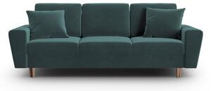 Morska aksamitna rozkładana sofa ze schowkiem 235 cm Kyoto – Cosmopolitan Design